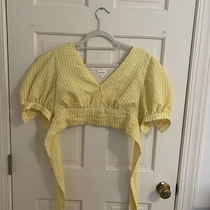 Yellow Seersucker Crop Top